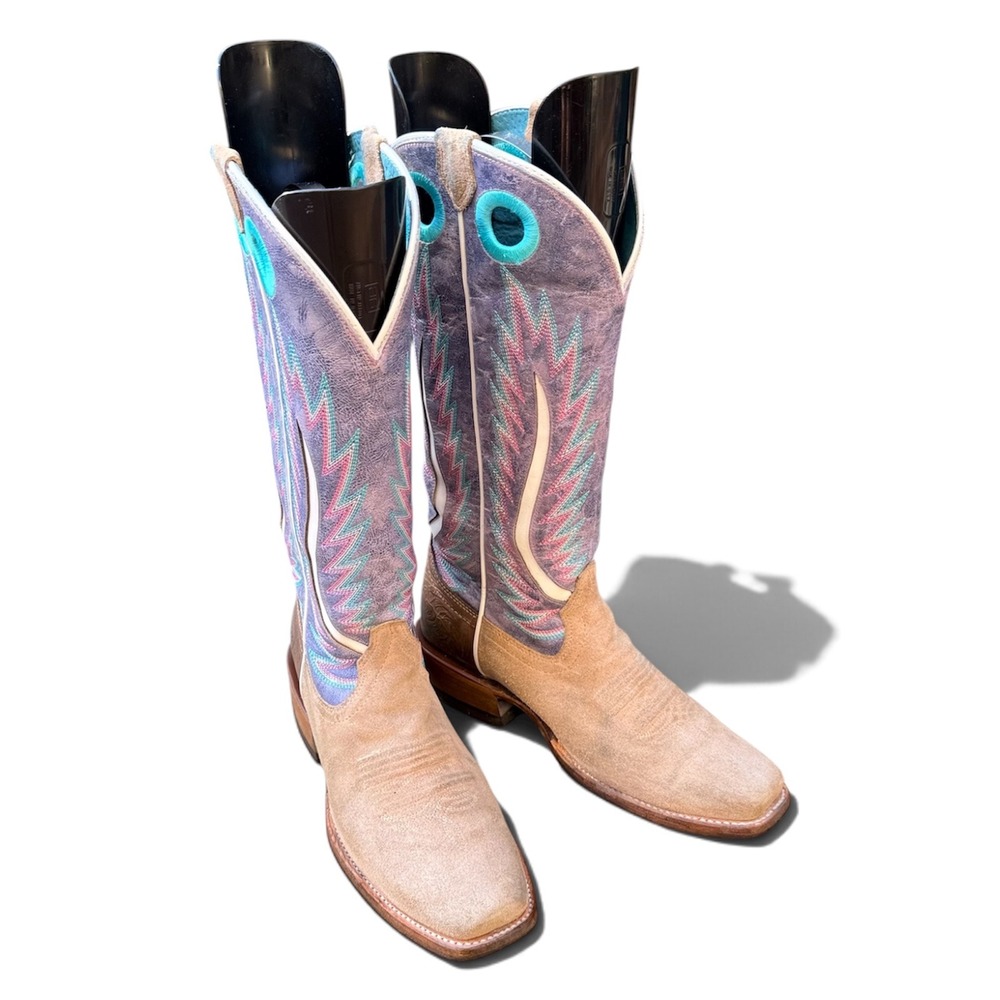 Ariat Futurity Fort Worth Women's Western Boots 9B Tan Purple Square Toe